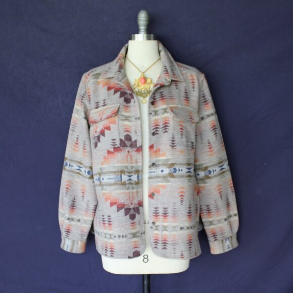 Pendleton jacquard Wool Shacket Board shirt Aztec Southwestern tunic Jacket XL - Picture 5 of 13